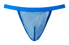 Male power 449-11c fishnet 2 g-string in bright royal blue mesh with solid elastic waistband for men