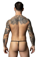 Male power 450-301 liquid onyx 2.0 blue g-string with thin minimalist design shown from the back side