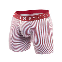 Malebasics 3-pack boxer brief prints featuring red and white striped men’s briefs with red waistband and ale basics logo