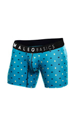 Blue patterned men’s boxer briefs with black waistband and male basics logo from malebasics 3-pack boxer brief stache