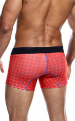Malebasics 3-pack trunk timon red boxer briefs with black waistband white star patterns and purple stitching accents