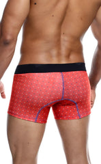 Malebasics 3-pack trunk timon red boxer briefs with black waistband white stars and purple stitching along seams