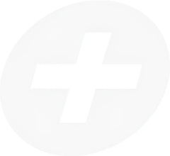 A minimalist white cross emblem set in a soft rounded circle on malebasics athletic new hipster boxer brief mb204