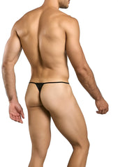 Malebasics mbl27 black lace thong featuring black mesh material shown from the back side