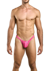 Malebasics mbl52 y buns form-fitting hot pink thong made of stretchy fabric with small front logo