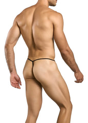 Black lace male basics mbl59 lace g-string thong with thin sleek design shown from the back side