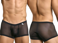 MaleBasics MBL78 lace trunks black mesh briefs with solid waistband and trim designed for men