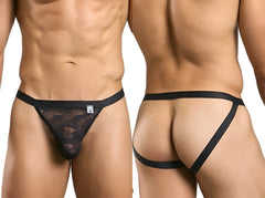 Black lace thong with solid black waistband and side straps from malebasics mbl82 sexy jockstrap in black lace