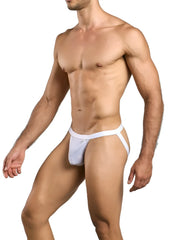 White mesh malebasics mbl82 sexy jockstrap with supportive contoured design and snug fit athletic briefs
