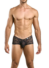 Black lace malebasics mbl83 loop cheeky trunks with an intricate floral pattern for a stylish fit
