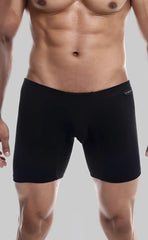 Malebasics silver plus black boxer brief with smooth form-fitting fabric and subtle logo on waistband front view