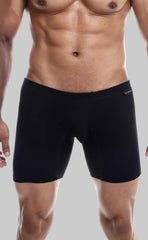 Malebasics silver plus black boxer brief with smooth form-fitting fabric and subtle logo on waistband front view