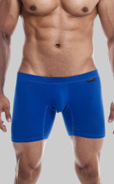 Malebasics silver plus boxer brief vibrant blue smooth form-fitting fabric with subtle brand tag on waistband