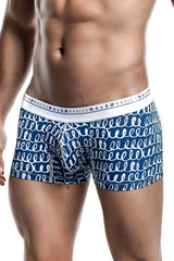 Malebasics trunk hipster crete blue and white cotton boxer briefs with repeating swirl pattern for men