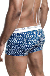 Malebasics trunk hipster crete blue and white patterned boxer briefs with branded waistband for comfortable fit