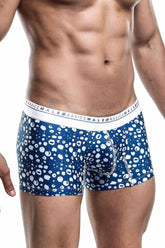 Malebasics trunk hipster paros blue and white patterned cotton boxer briefs with branded elastic waistband