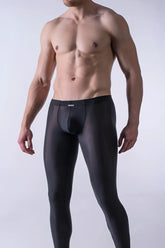 Black sheer contoured men’s underwear with waistband logo by MANstore m101 strapped legging pants size M