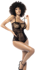 Black lace Mapale 1103 fishnet bodysuit with mesh and sheer design for a sensual lingerie look