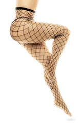 Black diamond-patterned fishnet stockings mapale 1106 fence net pantyhose in black with a snug, form-fitting design