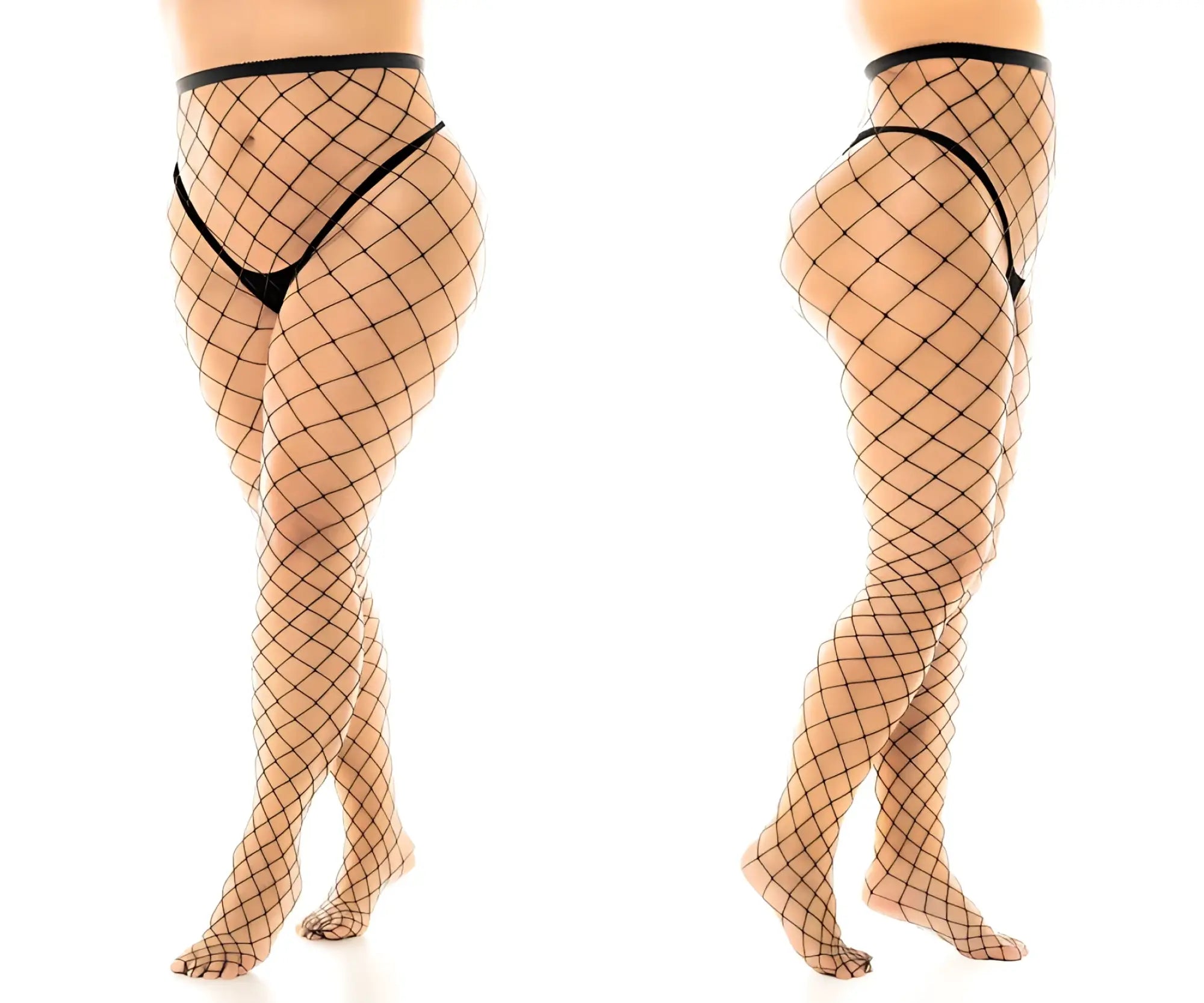 Black mapale 1106x fence net pantyhose featuring tight diamond-patterned fishnet stockings in sheer mesh material