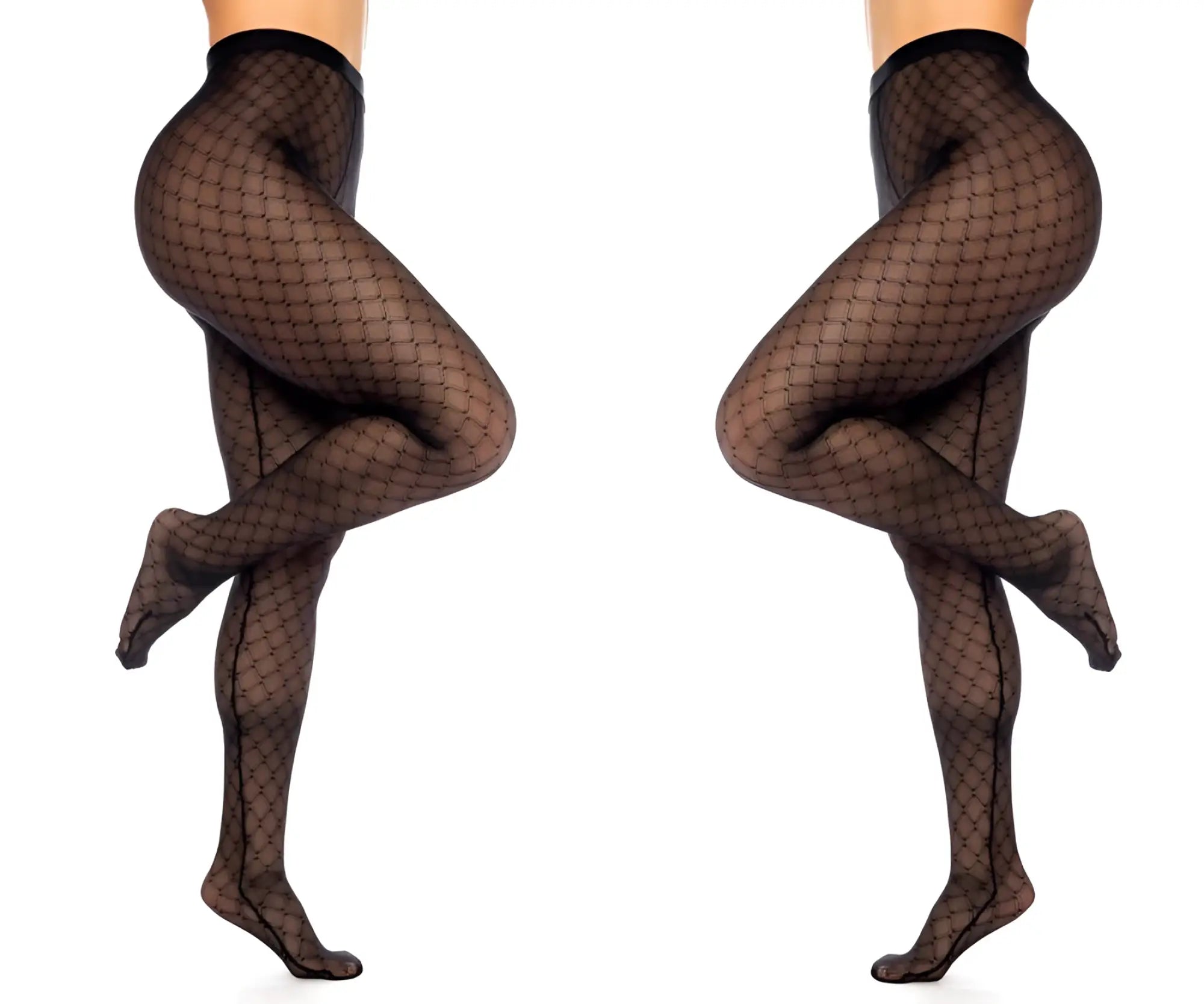 Black fishnet tights with a subtle diamond mesh pattern from Mapale 1111 pantyhose collection in color black
