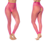 Bright pink neon pink fishnet leggings with high-waisted design and cutout details from mapale 1120 collection