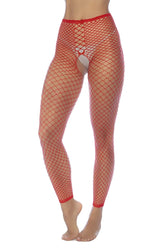 Mapale 1120 red fishnet pantyhose with mesh pattern and elastic waistband for top or bottom stocking fence net use