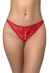 Mapale 133 red thong with delicate floral lace pattern and central zipper closure for a stylish intimate look