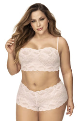 Mapale 206X panty and top lace set in ivory featuring delicate light pink lace with intricate floral patterns