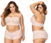 A delicate light pink lace bra and matching high waisted shorts set from Mapale 206X panty and top lace set ivory