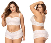 White lace bra and matching shorts set in cotton blend by Mapale 206X perfect for comfortable lingerie wear