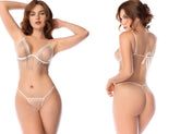 White sheer lingerie set by Mapale 2811 with delicate fringe detailing and thin straps in white color