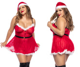 Red santa claus-themed lingerie dress with white fur trim and black belt from mapale 60010x costume mrs claus color only color