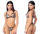 Mapale 8956 two piece set black lace bra and matching thong with intricate floral patterns in nude black colors