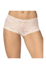 Beige lace briefs with delicate floral pattern and scalloped edge in Mapale 90 lace boyshort color ivory design