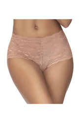 Beige lace high-waisted briefs with a delicate floral pattern taupe color by mapale 90 lace boyshort