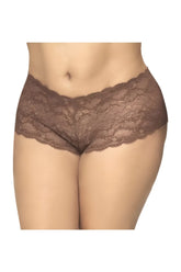 Mapale 90X lace boyshort underwear in cocoa brown with delicate floral lace pattern for comfortable stylish wear