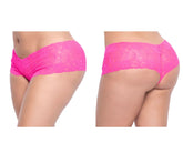 Mapale 90x lace boyshort underwear in hot pink with bright pink lace and a delicate floral pattern