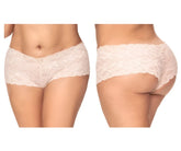 Mapale 90x lace boyshort underwear in ivory with cream-colored lace floral pattern and scalloped edge detailing
