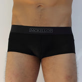 Black mckillop jagger modal boxer briefs in size s with sleek fitted design and subtle gray logo on waistband