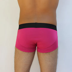 Mckillop jagger fuchsia modal boxer brief underwear in size s with bright pink fabric and black elastic waistband