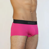 Fuchsia mckillop jagger modal boxer brief underwear with black waistband and white branding size small
