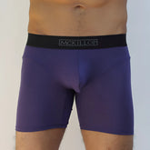 Purple mckillop modal long boxer briefs with black waistband in eggplant color size medium for comfortable wear