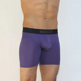 Purple mckillop brand modal long boxer briefs with black waistband in eggplant color size medium for comfortable wear