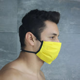 Bright yellow mckillop unisex polypropylene face mask with black elastic ear loops size one size