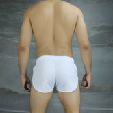 White mckillop vivid score athletic shorts with ribbed texture and elastic waistband size s