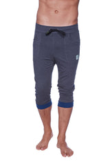 Mens Cuffed Yoga Pants (Charcoal w/Royal Blue)