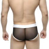 MetroMaleWear active boxer black mesh briefs with white elastic waistband and leg openings for breathable comfort