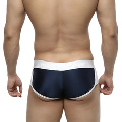 Navy blue and white metroMalewear active boxer briefs with sleek form-fitting design for athletic use