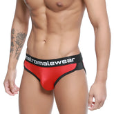 MetroMaleWear active brief red 3303-12 shiny red and black form-fitting metromalewear briefs front view